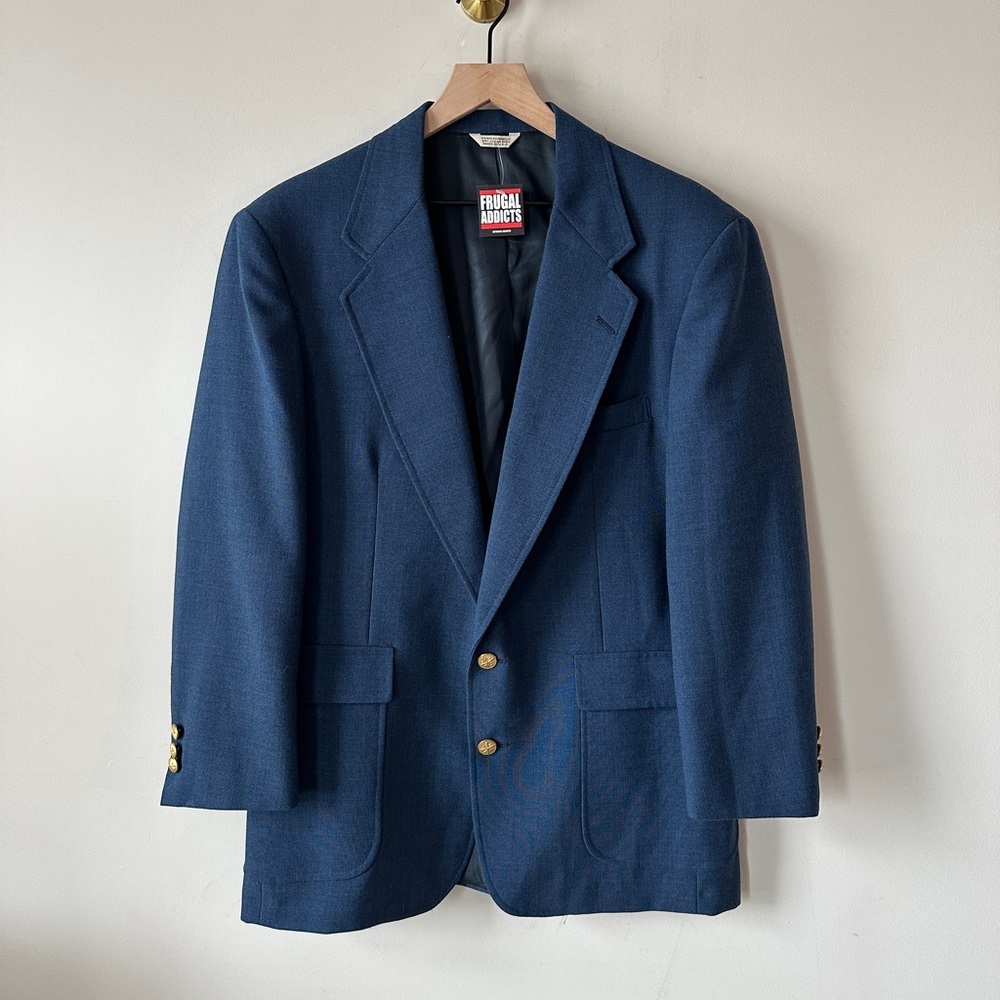 Vintage Blue Twill Sports Coat By Enrico Cipriani Size 42R